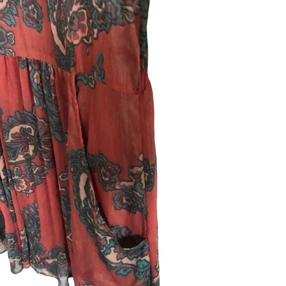 Free People Moonstruck Paisley Mini Shift Dress Rust Red Size XS - Picture 5 of 6